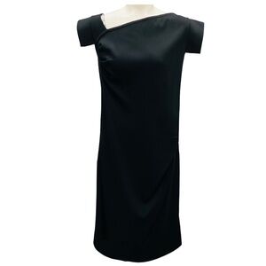 ST. JOHN BLACK STRETCH JERSEY MIDI DRESS